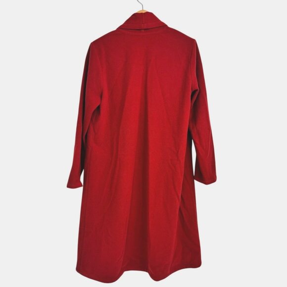 Eileen Fisher Wool Shawl Collar Coat M Minimalist Lagenlook Patch Pockets Midi - Picture 3 of 11